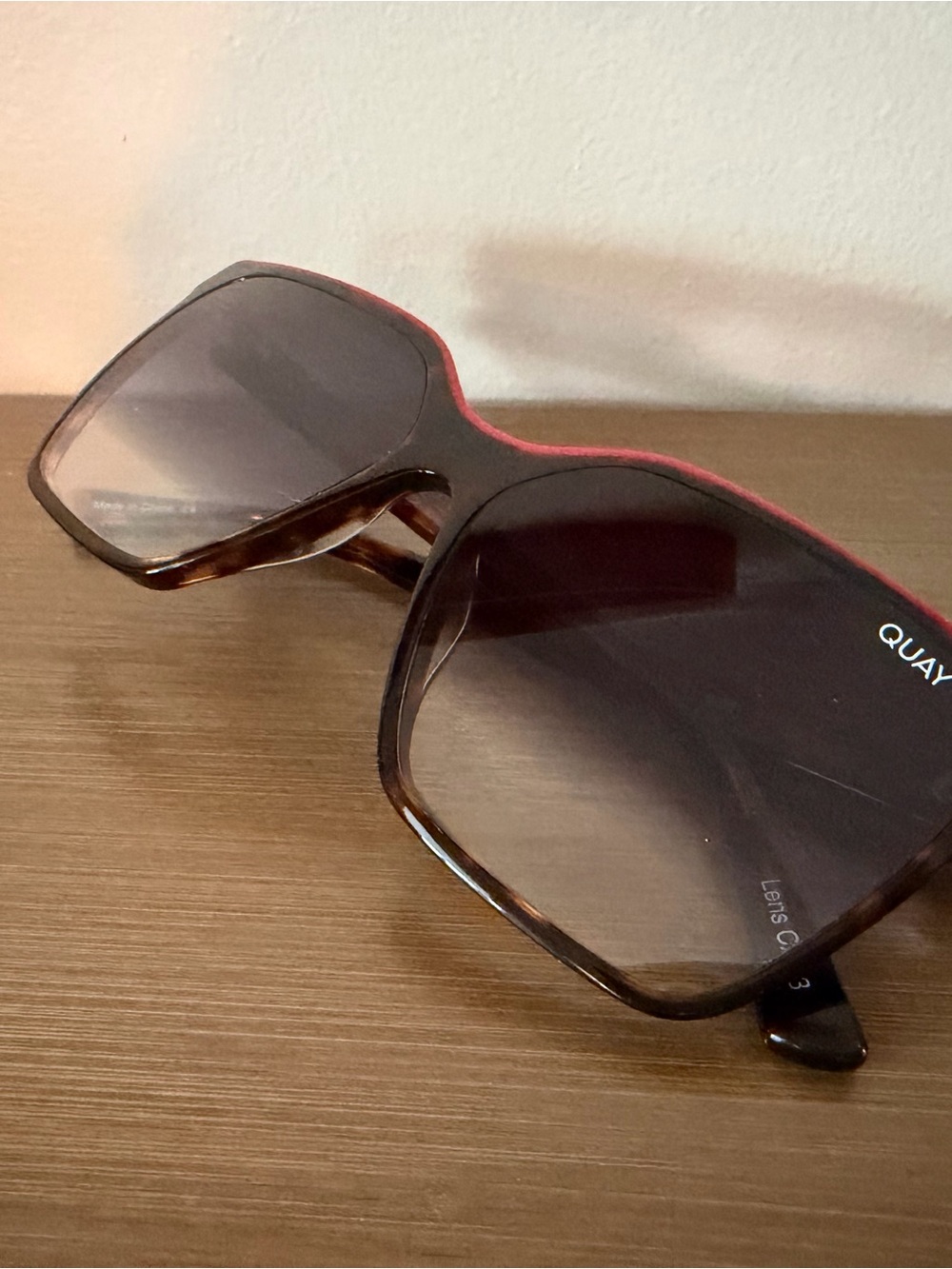 Quay Australia Oversized Tortoiseshell Sunglasses with Pink Trim